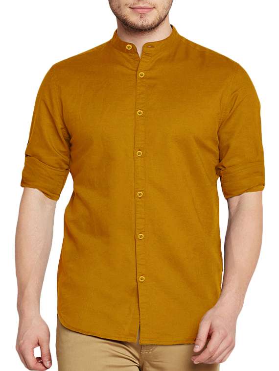 yellow cotton casual shirt