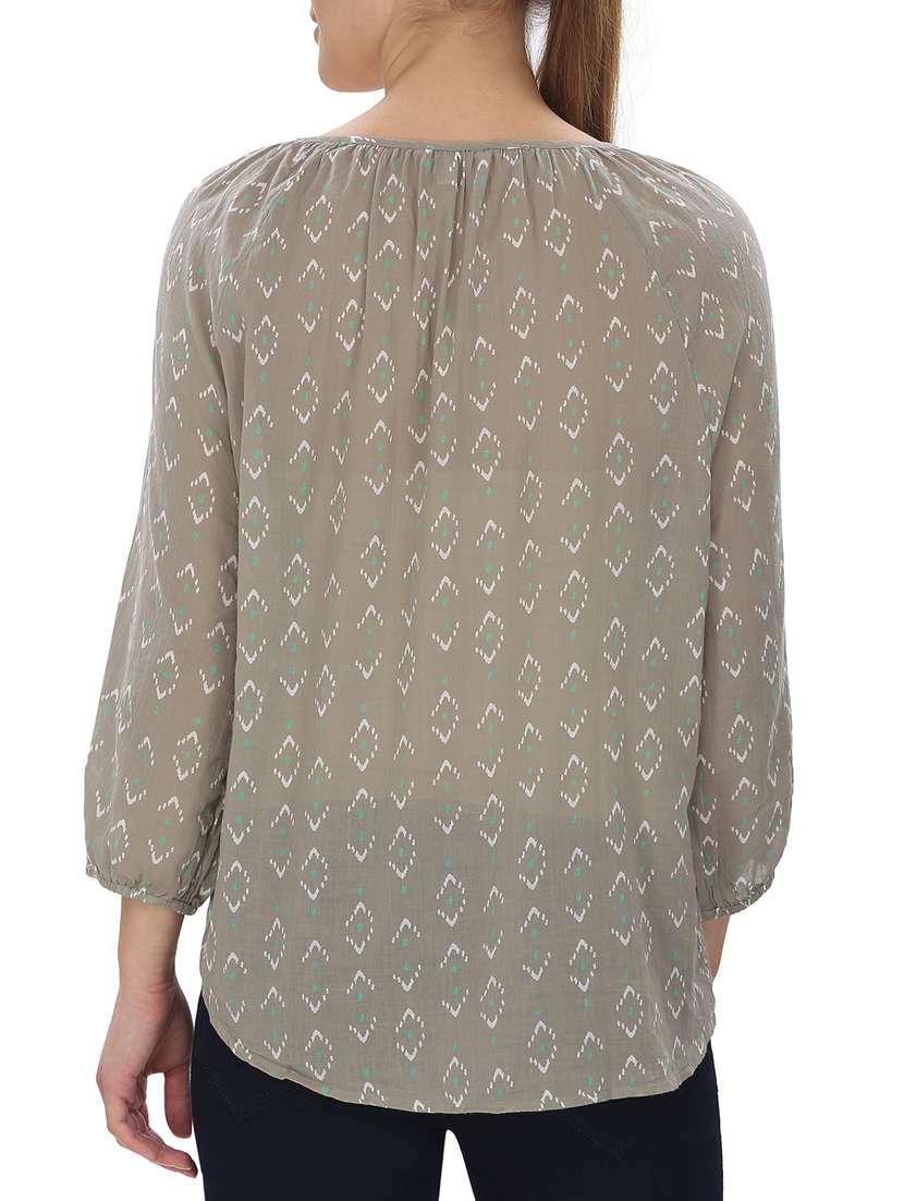 brown printed cotton top - 14631193 -  Standard Image - 2