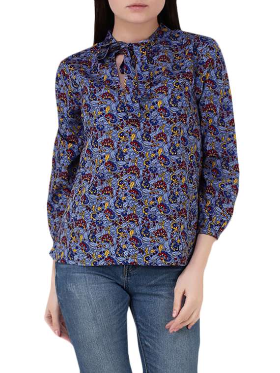 blue printed top