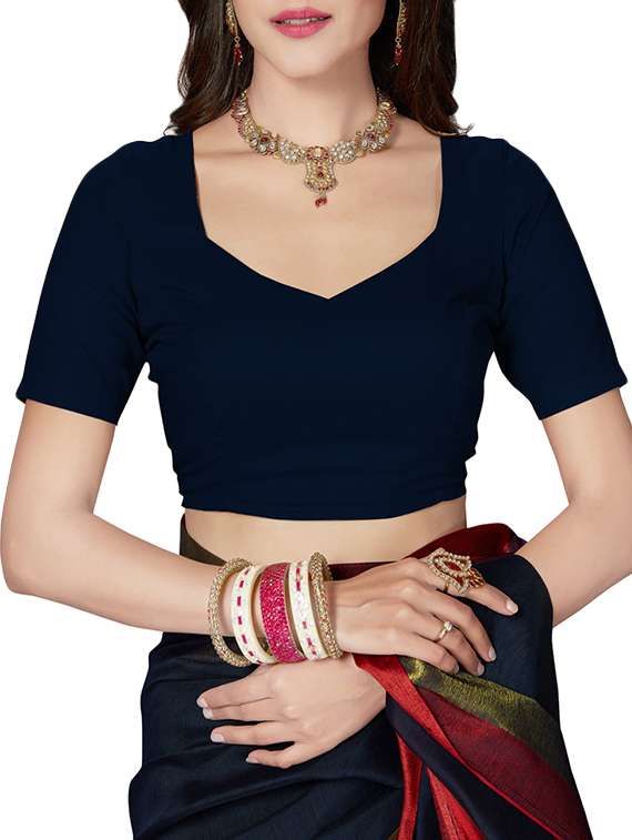 blue cotton blend maheshwari saree with blouse - 14637215 -  Standard Image - 2