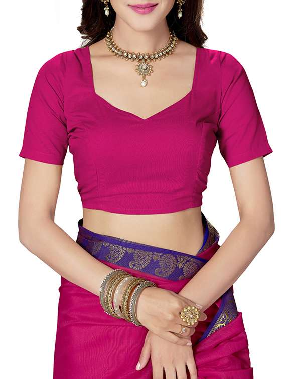 pink cotton blend maheshwari saree with blouse - 14637222 -  Standard Image - 2