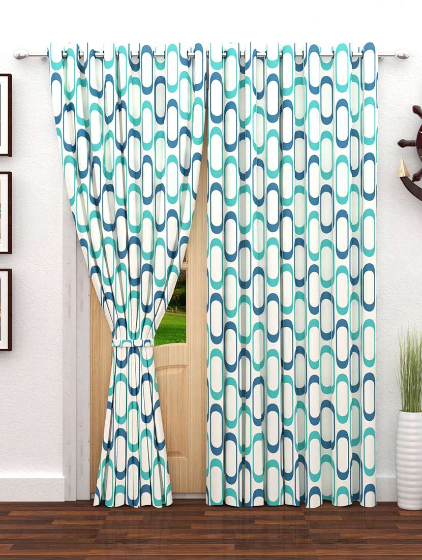 blue 2 pc door curtain-7 feet