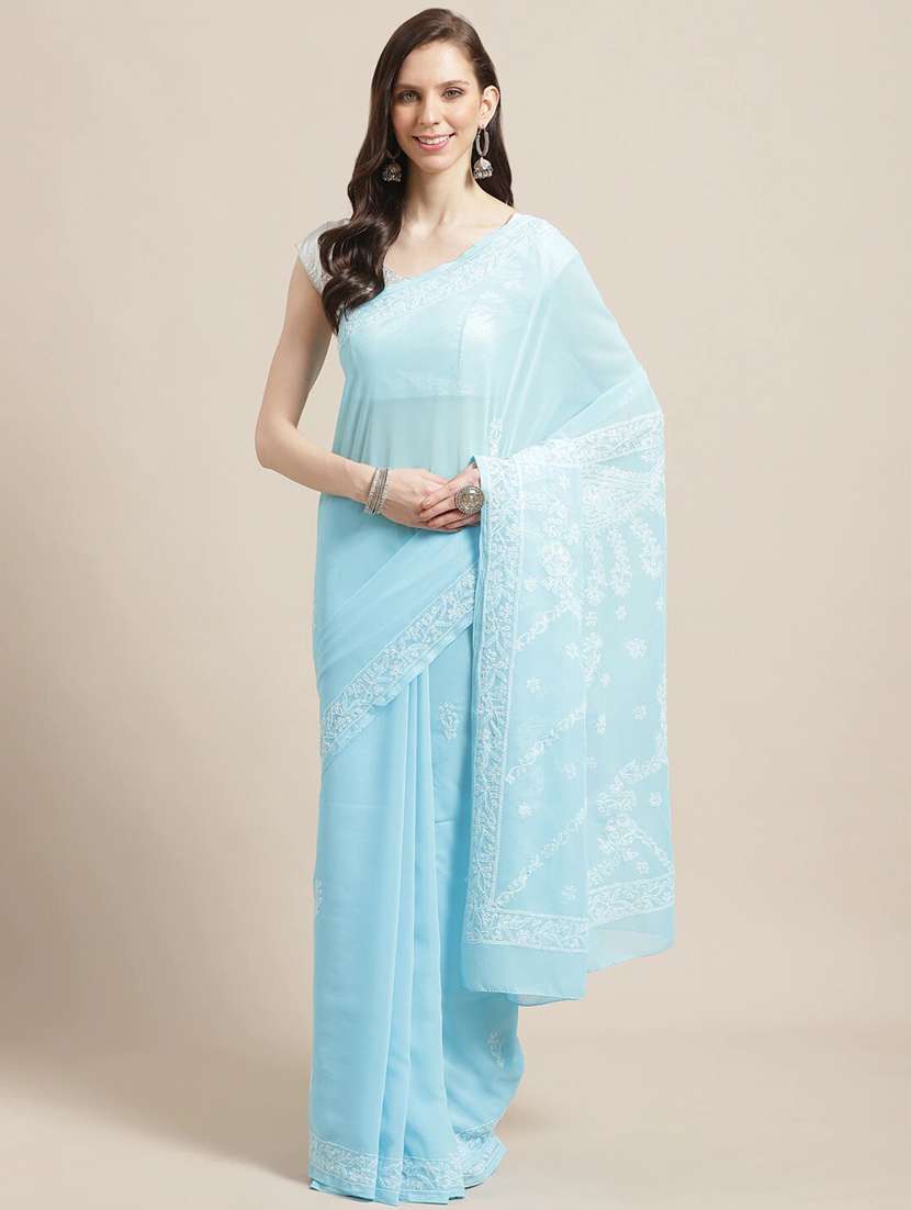 women's embroidered saree with blouse