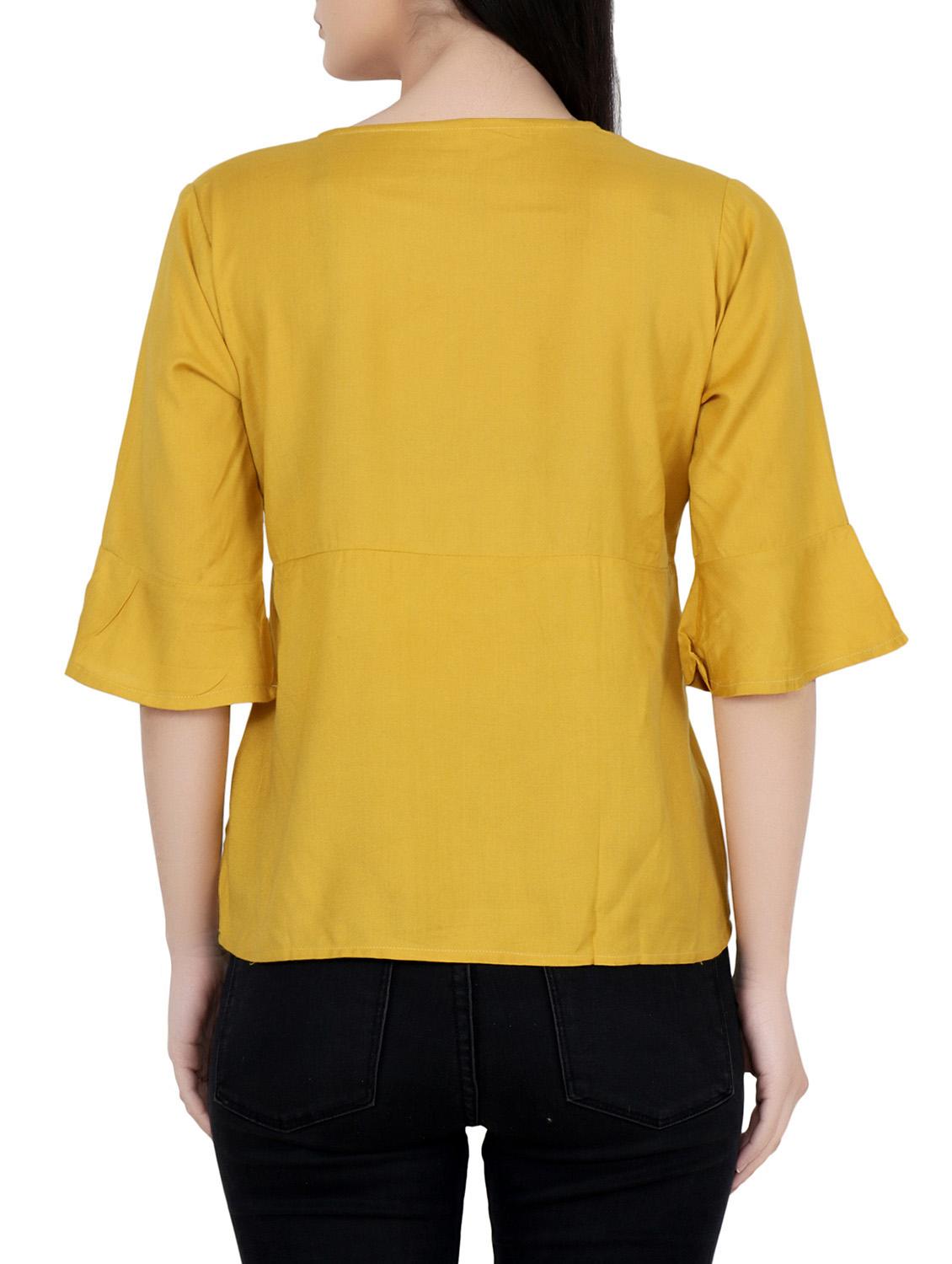 yellow solid wrap top - 14637807 - Standard Image - 2