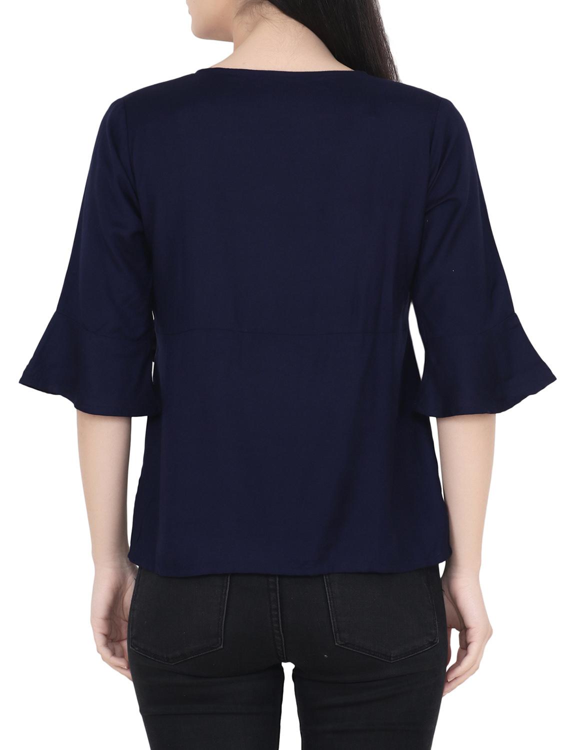 navy blue wrap top - 14637808 - Standard Image - 2