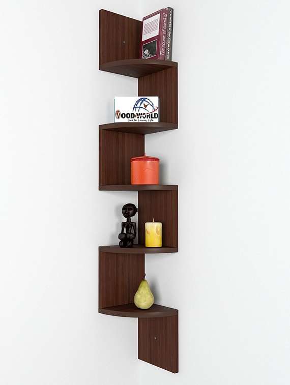 zigzag corner wall mount shelf brown set of - 5 shelves