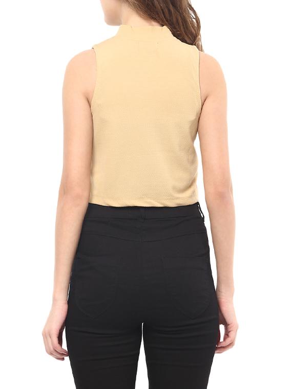 beige solid crop top - 14638983 - Standard Image - 2