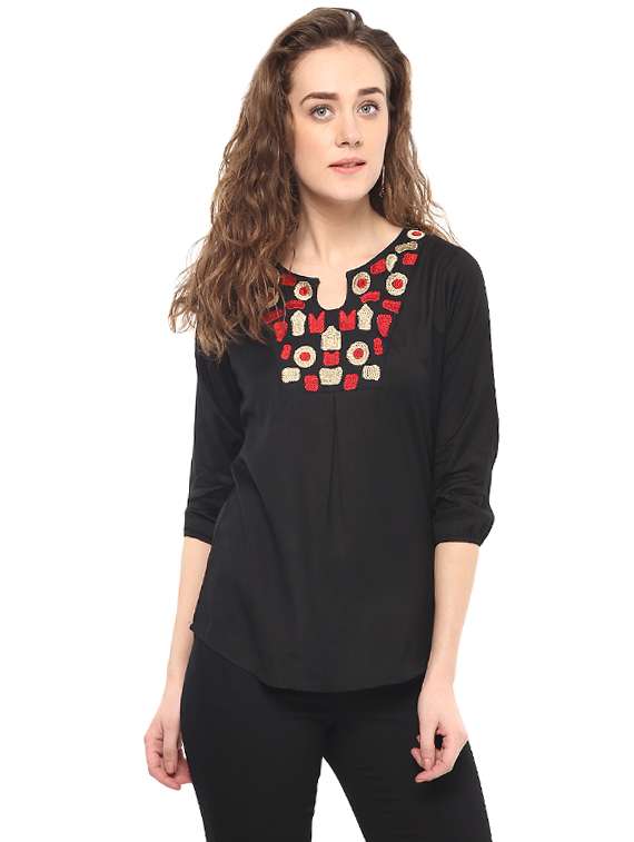 black rayon top