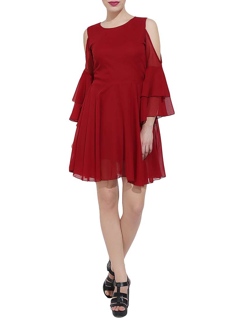 cold shoulder fit & flare dress