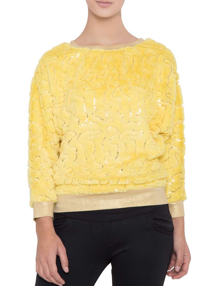 yellow fur pullover