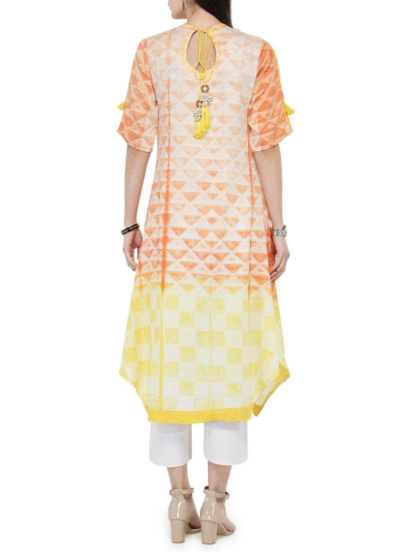 orange cotton blend kurta pant set - 14646471 - Standard Image - 2