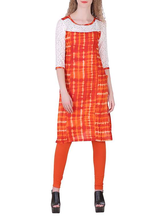 orange cotton straight kurta