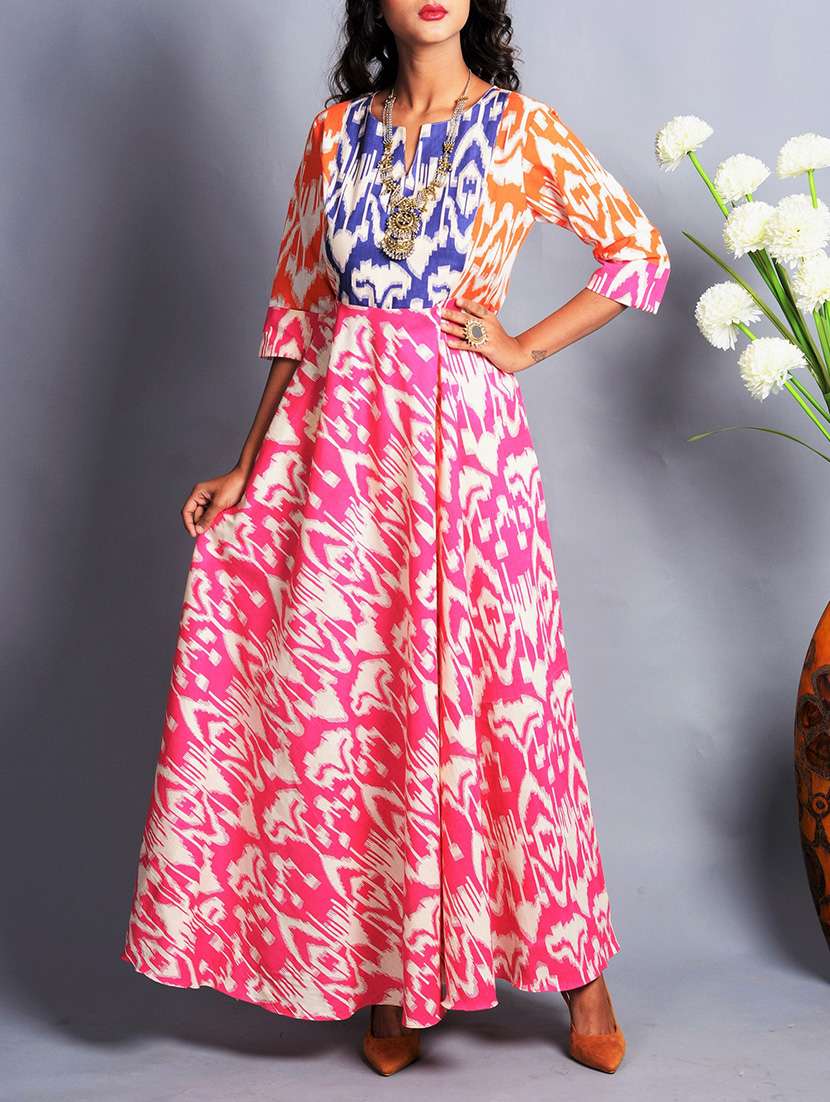 pink cotton fit & flare dress