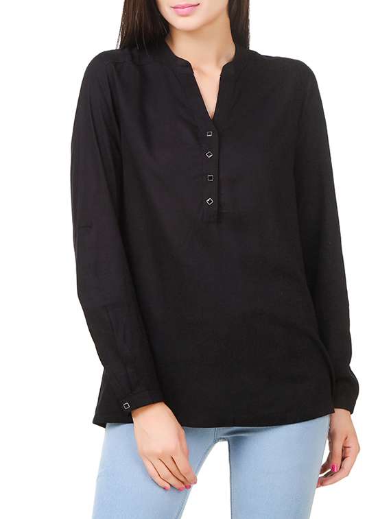 solid black rayon tunic