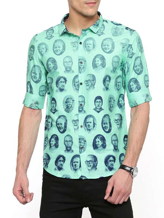 green cotton casual shirt
