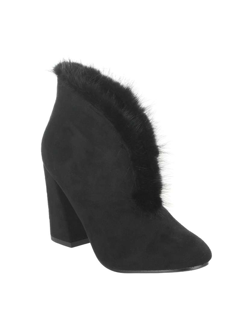 black faux leather ankle boot