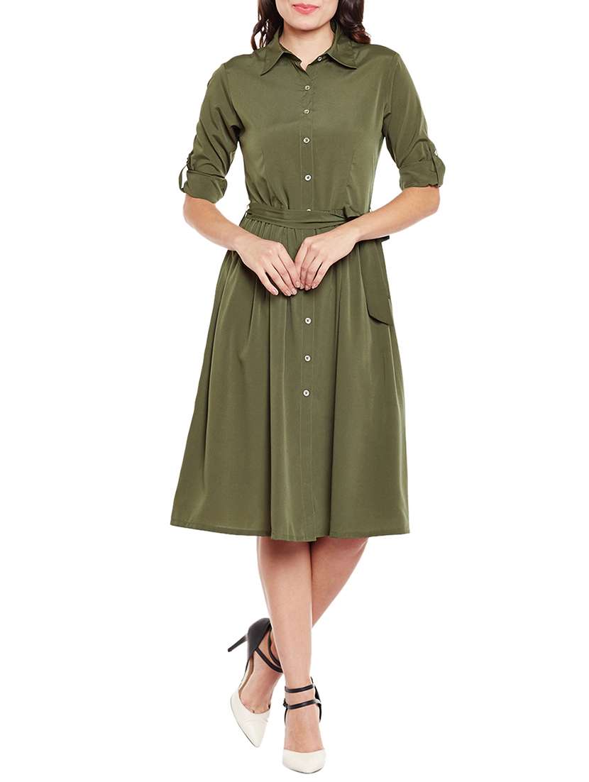 self tie belted shirt dress