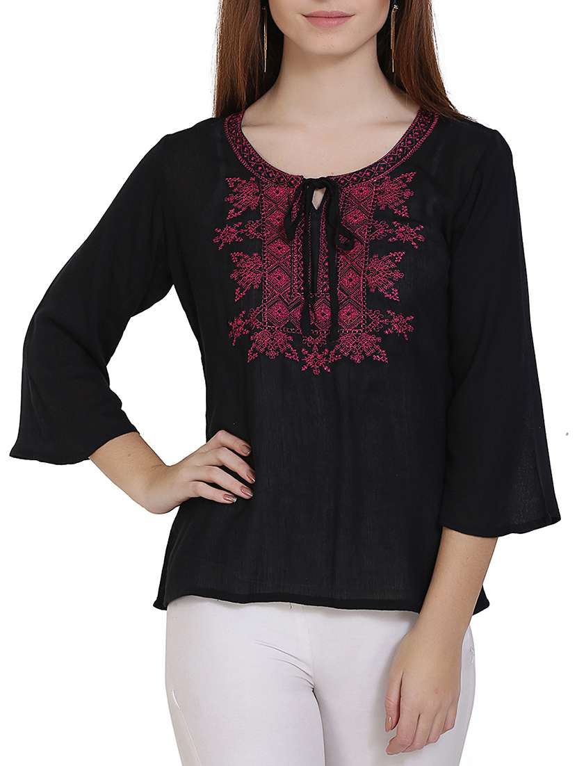 women's straight tie-up neck top