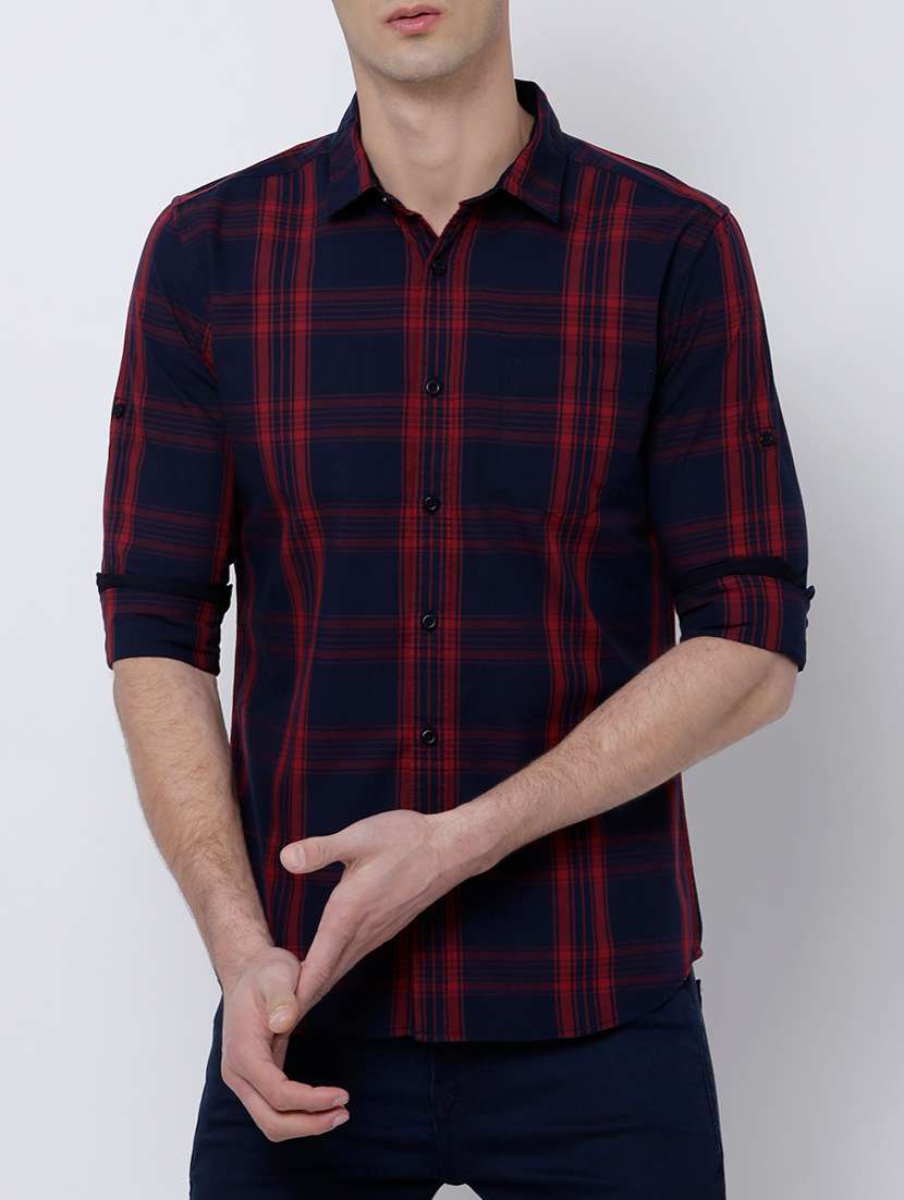 navy blue cotton casual shirt