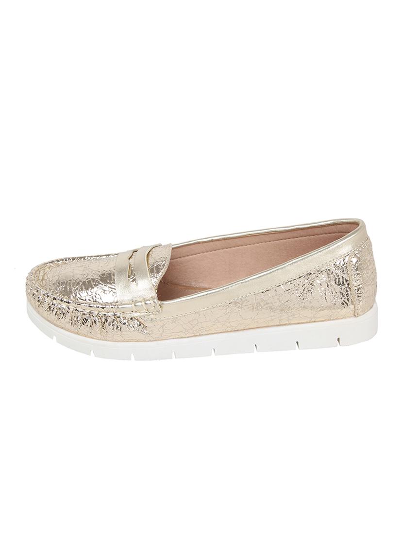 gold pu slip on loafers - 14664365 - Standard Image - 2