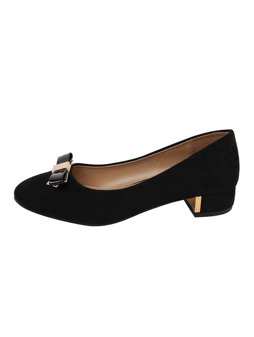 black pu slip on pumps - 14664369 - Standard Image - 2