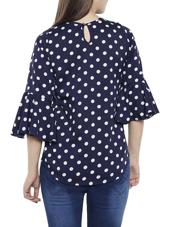 Navy blue bell sleeved top - 14669183 -  Standard Image - 2