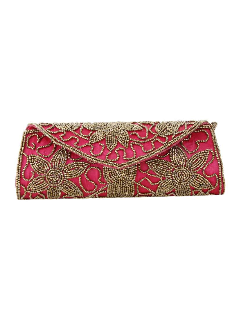 pink satin fold over clutch