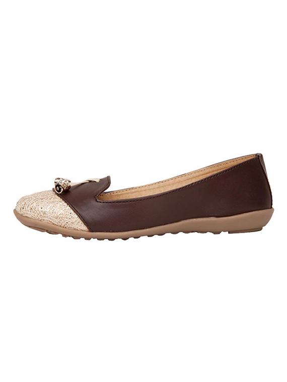 brown leather slip on ballerina - 14677569 - Standard Image - 2