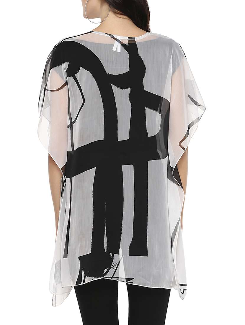 black printed georgette shrug - 14685843 -  Standard Image - 2