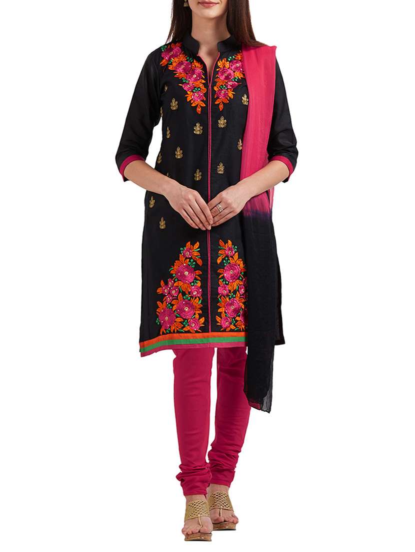 black cotton unstitched suit