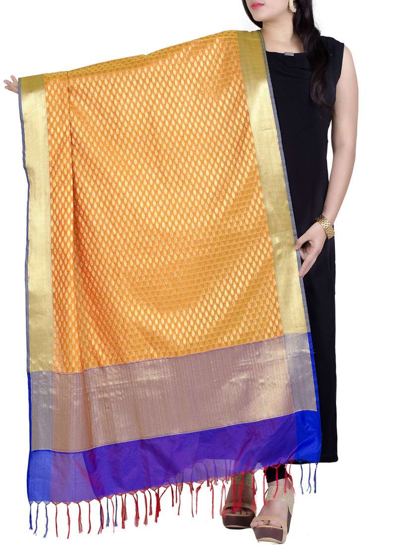 gold chanderi zari banarasi dupatta