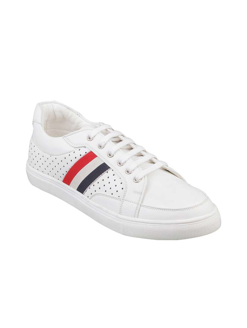 white leatherette lace up sneaker
