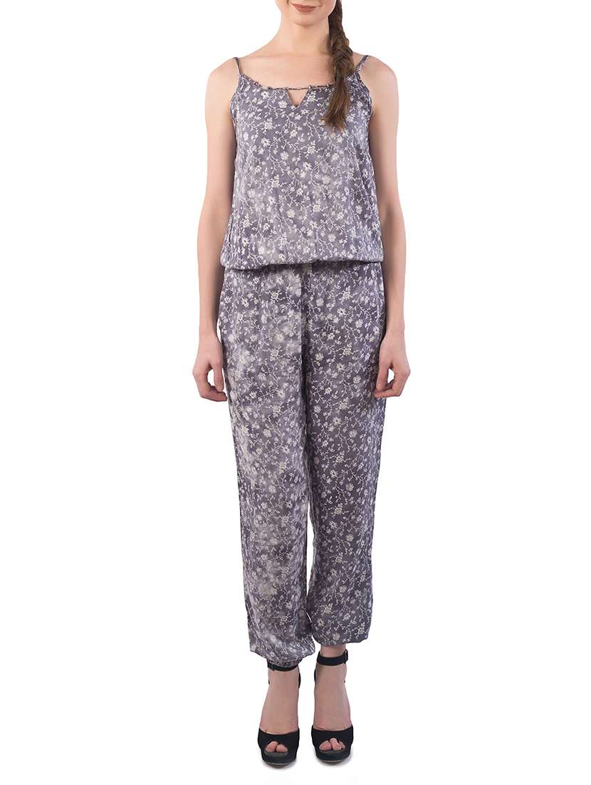 printed elasticated waist jumpsuit