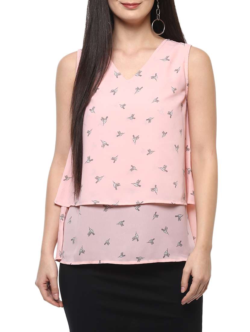 women's layered v neck top