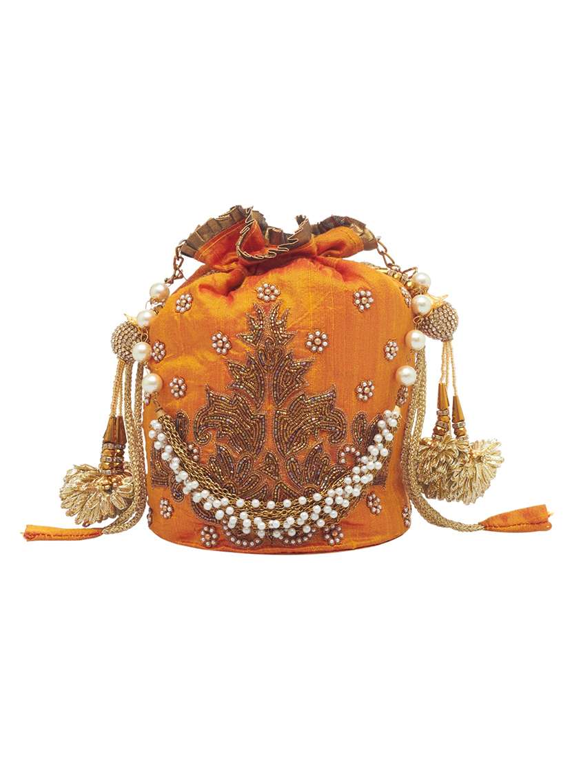 brown silk regular potli