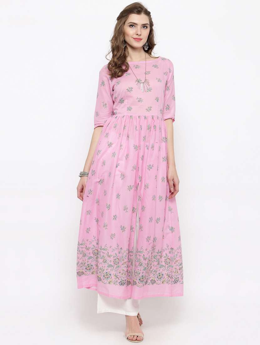 pink cotton kurta palazzo  set