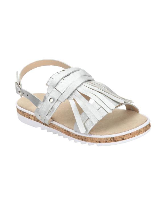silver back strap sandal