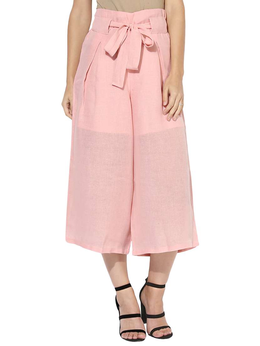 solid pink culottes