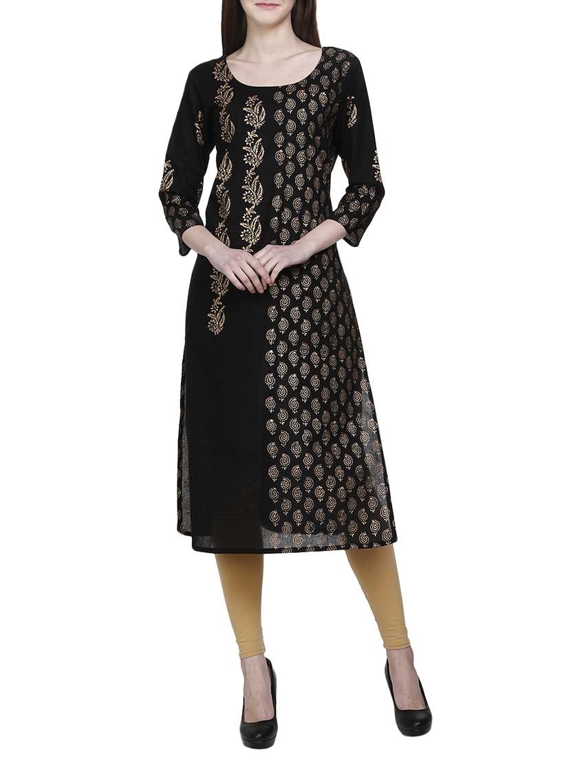 black cotton straight kurta
