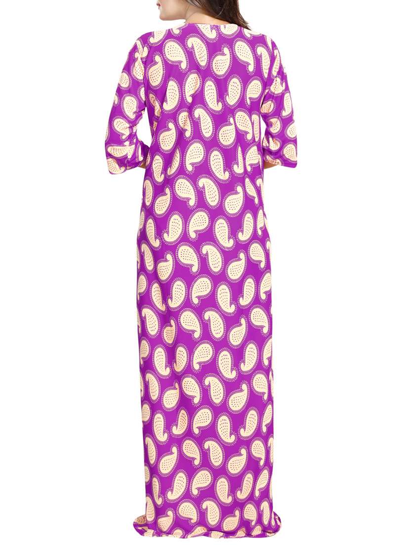 purple satin nightwear gown - 14721582 - Standard Image - 2