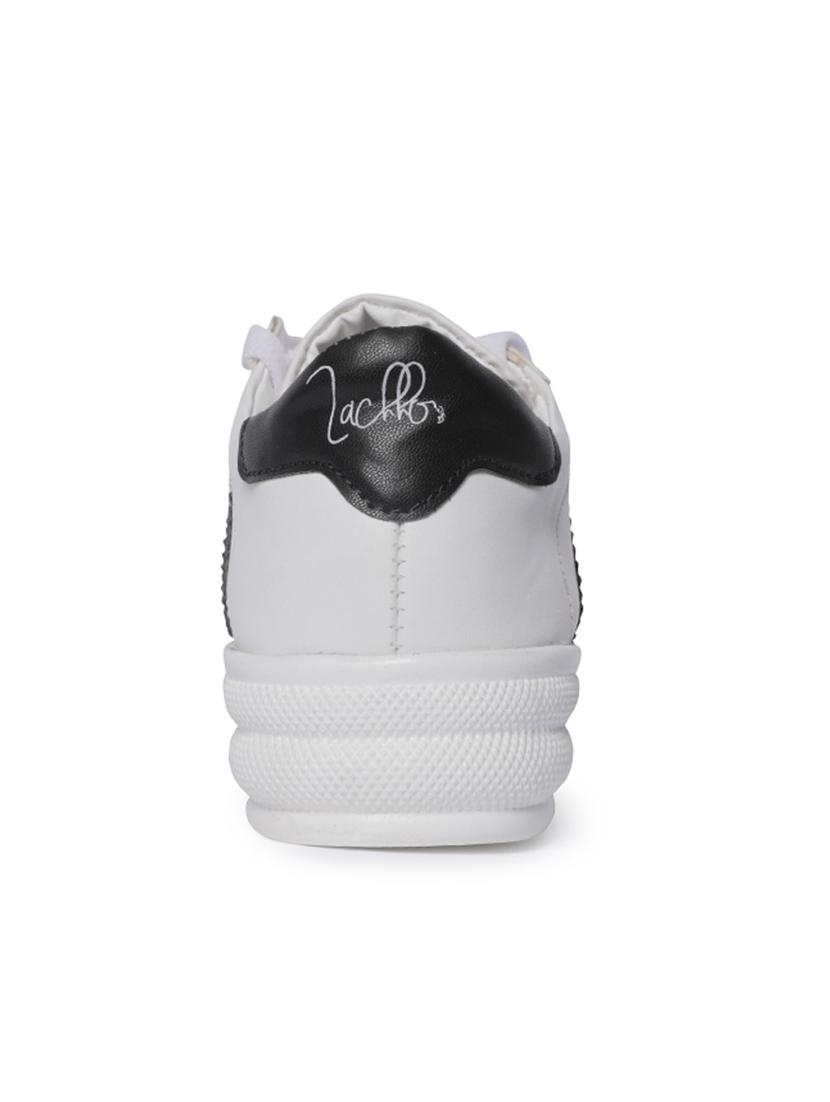 white faux leather laceup sneakers - 14732111 - Standard Image - 2