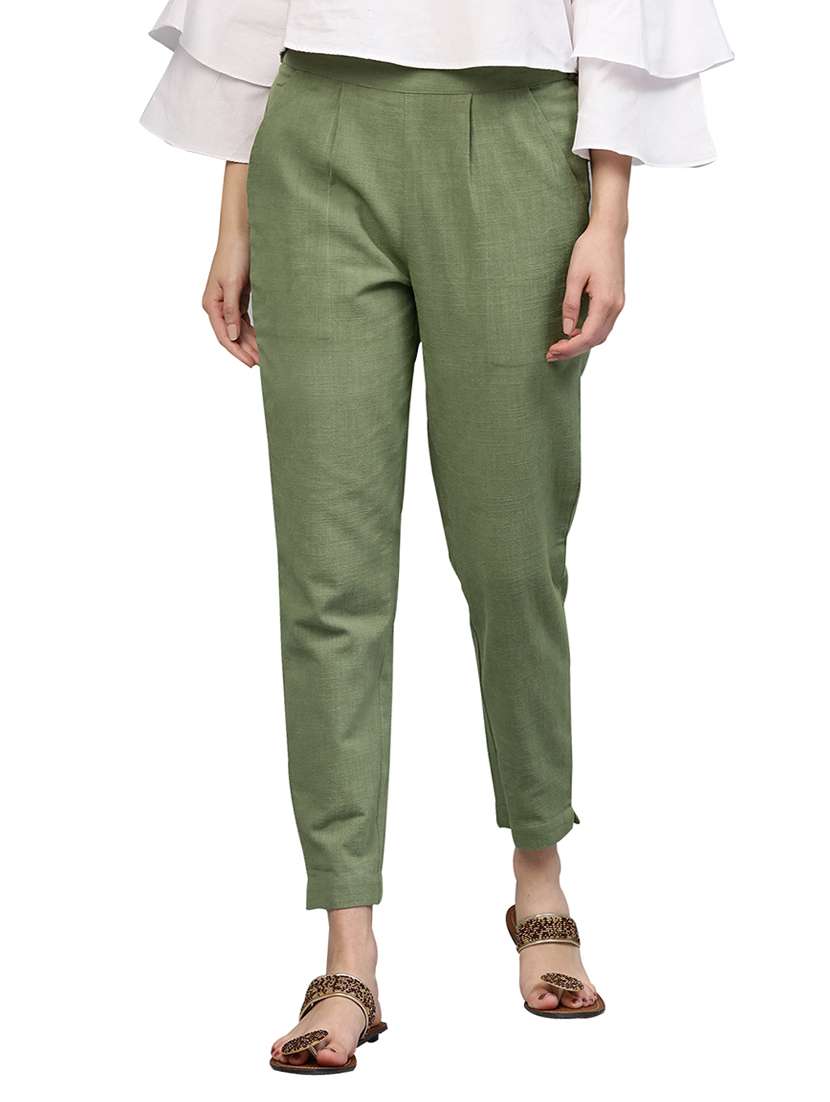women solid cigarette trouser