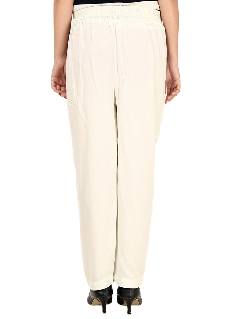 white rayon flat front trouser - 14734091 - Standard Image - 2