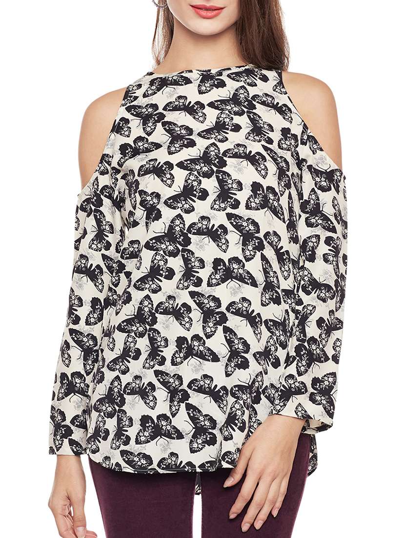 beige printed casual top