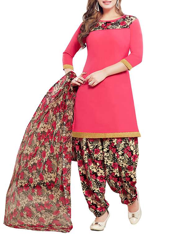 pink crepe unstitched suit