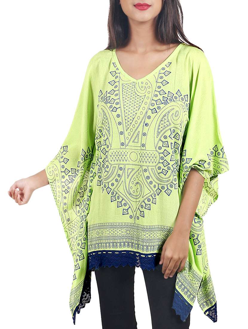 green printed kaftan