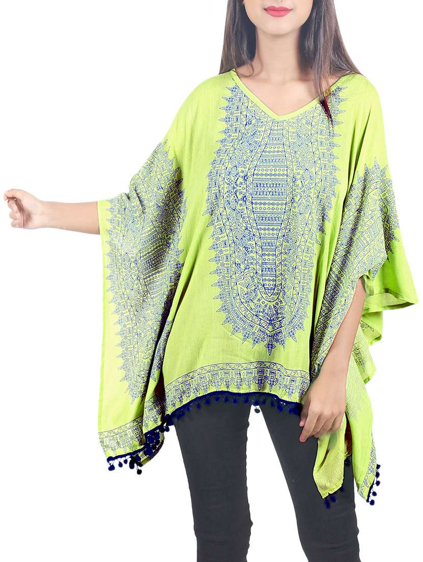 green printed kaftan