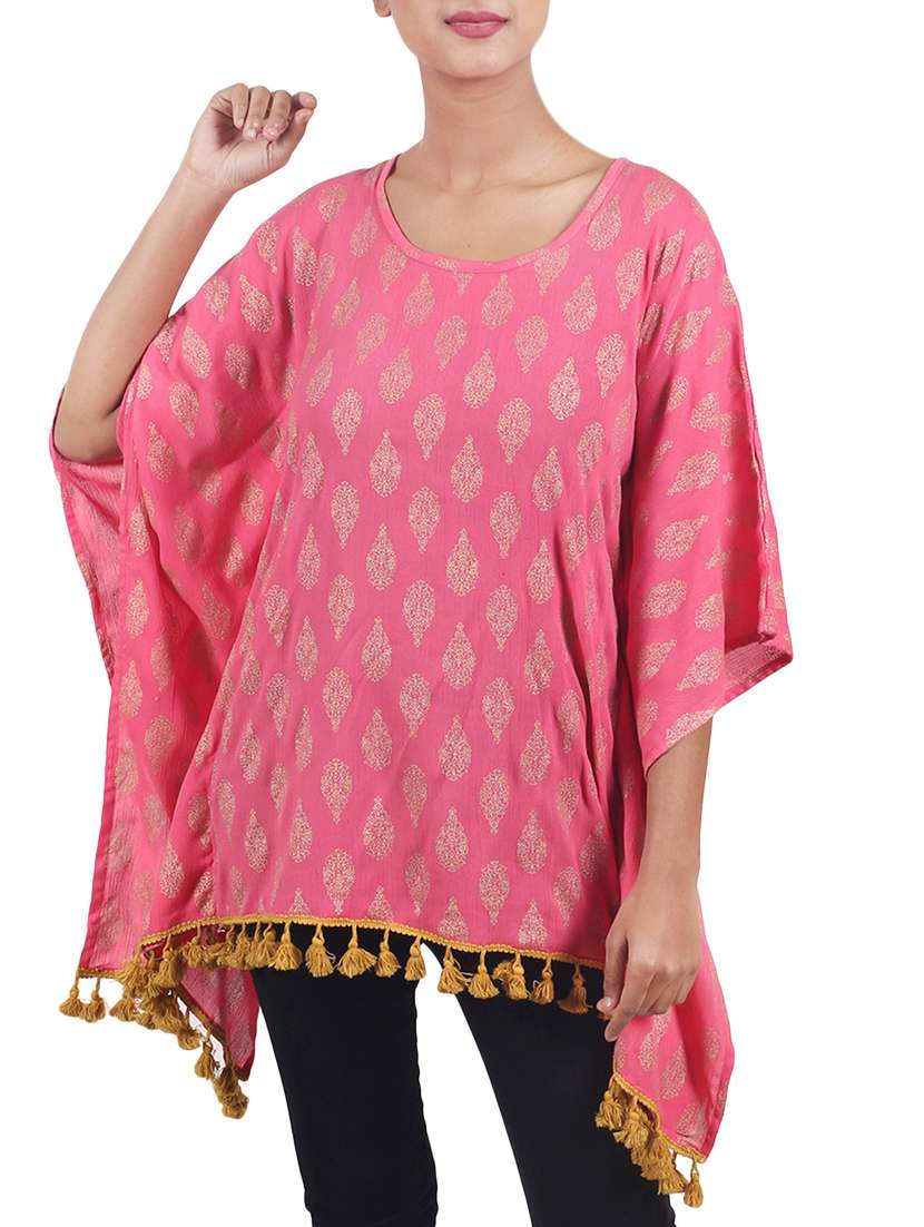 pink printed kaftan