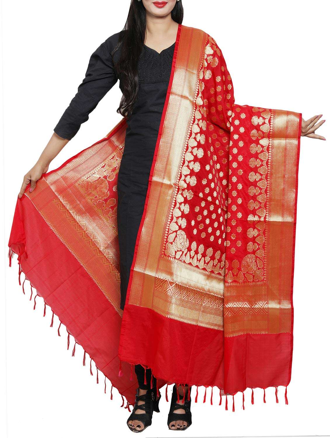 red art silk dupatta