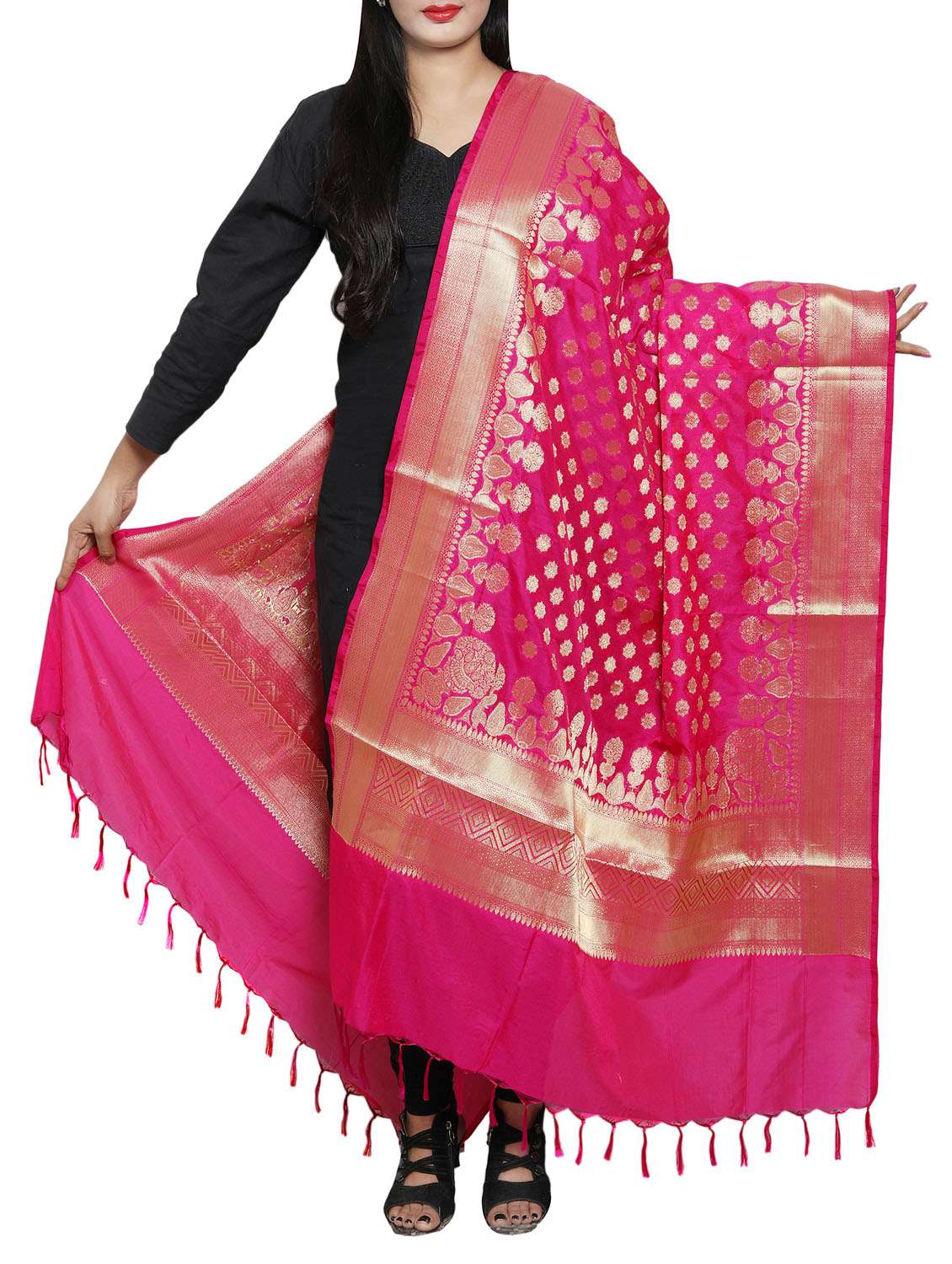 pink art silk dupatta